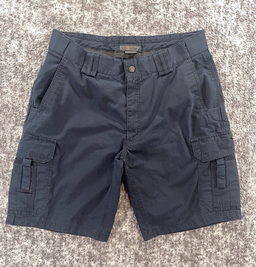 5.11 Tactical Series Cargo Shorts Mens 34x10 (Tag36) Navy Blue Rip Stop Fabric